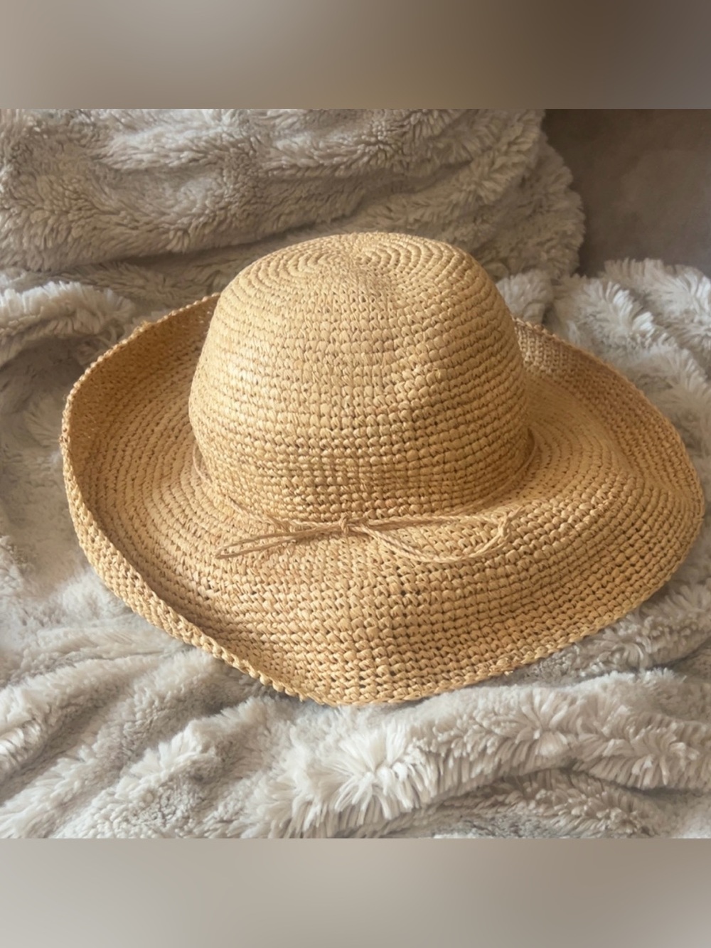 Women’s 100% Straw Sun Hat Floppy Hat Sun Protection - Natural Beige